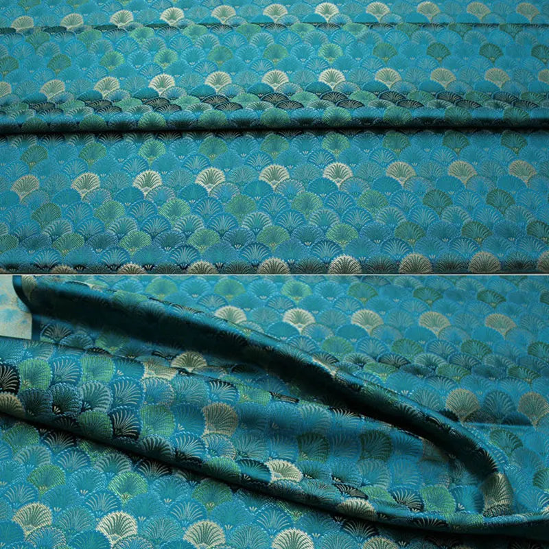 50x75cm Brocade Jacquard Fabric Ginkgo Leaf Design Faux Silk Material For Hanfu Mongolian Robe Cheongsam Costume DIY