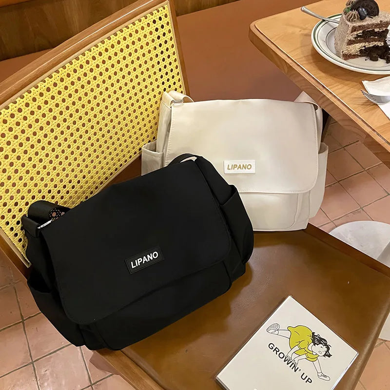 INS College Student School Crossbody Bags Nylon Casual Single Women Shoulder Bag Men's Japanese Retro Messenger Bag Satchels