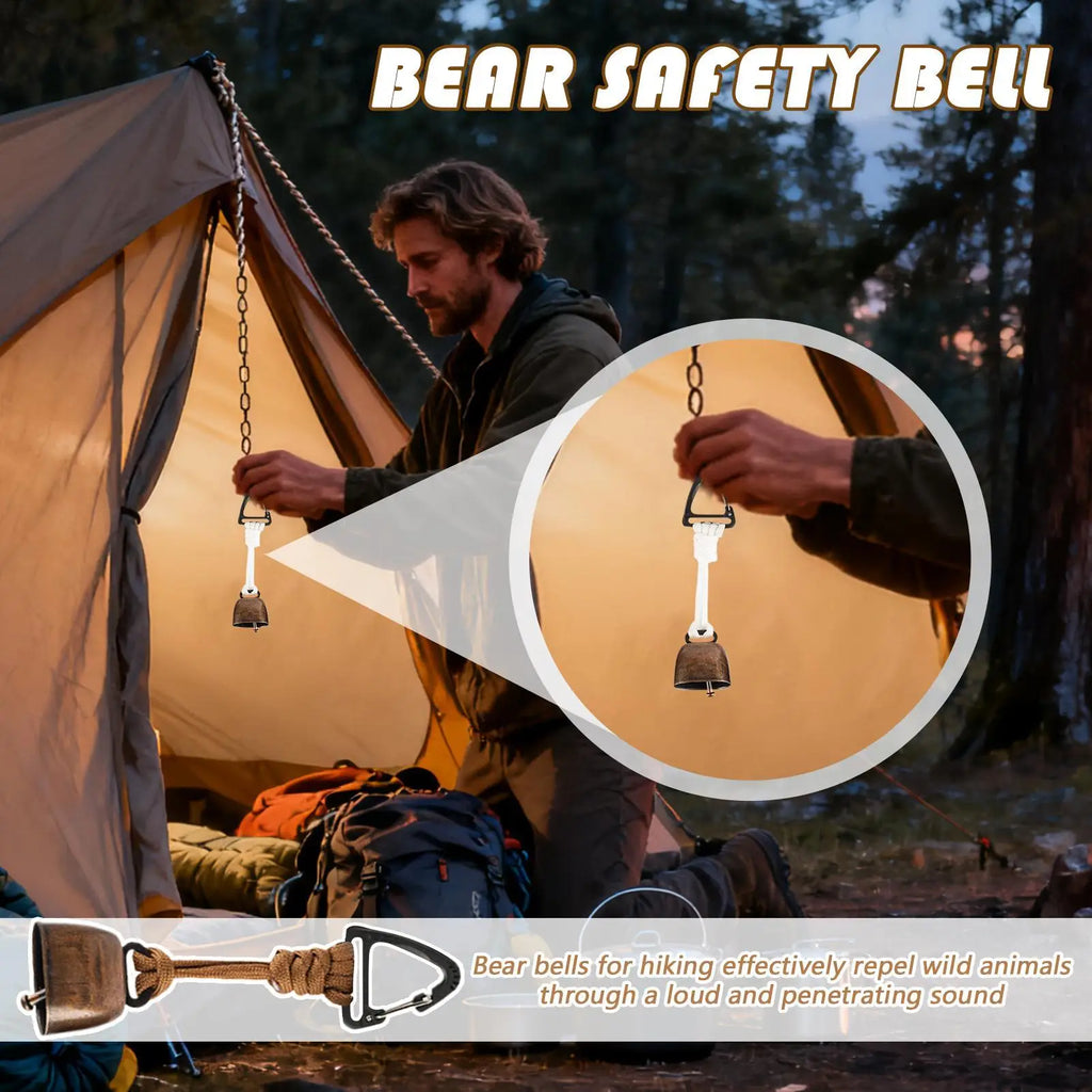 Bear Safety Bell with Carabiner, Anti-Lost Wildlife Alert Hiking Accessories for Outdoor Camping hikking Backpacking