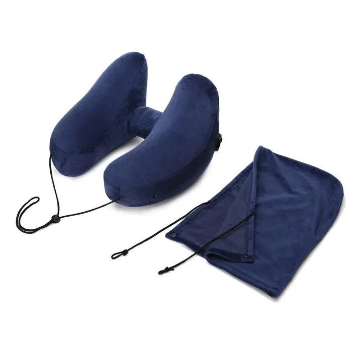 Neck Pillow Travel U-shaped Inflatable H Shape  Multitool Hooded Nap Pillow Outdoor Car Long-Distance Aircraft Neck Pillow
