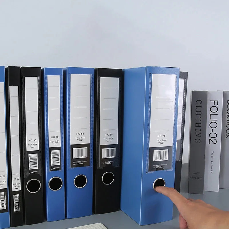 A4 Storage File Box Plastic Archives Case with Lid 3in Thick Folded Folder Organizer Document Storage Box Blue 1 Pack (75mm)