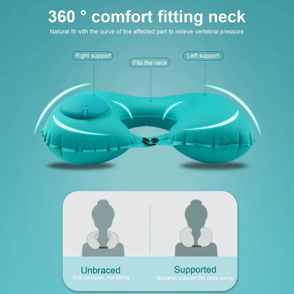 U-Shape Travel Pillow New Pres Inflateble Pillow Neck Portable Folding Outdoor Traveling Car Airplane Inflate Ring Neck Pillows