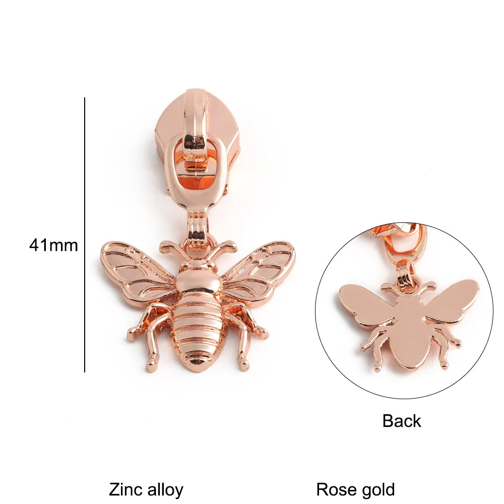 10/40/100PCS Owl/Dragonfly/Bee/Butterfly Shape 5# Nylon Zipper Sliders For Decorative Zipper Tab Bags Pocket Sewing Accessories