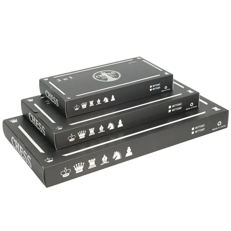 Portable Folding Wooden 3-in-1 Chessboard High-End Sensation for International Chess Casual Entertainment