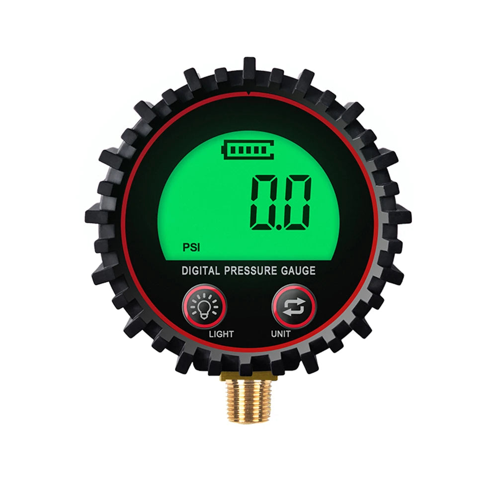 255PSI Digital Gas Pressure Gauge with M11 1/4 1/8NPT Screw Thread Connector Rubber Protector For Car Truck Motorcycle