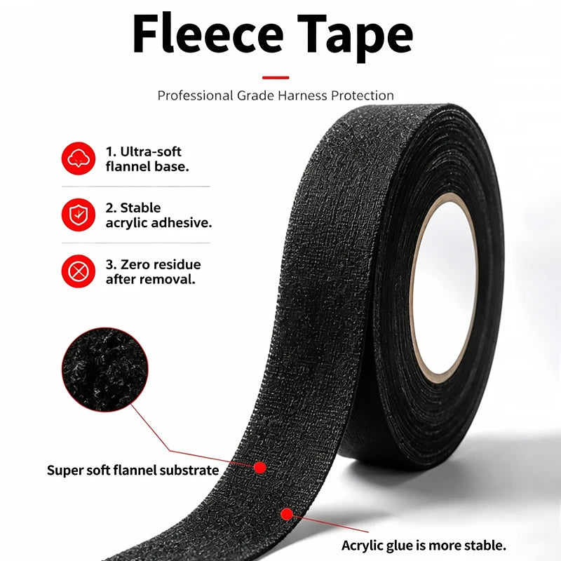 10/25 Meters Heat Resistant Flame Retardant Cloth Tape Coroplast Adhesive Wire Harness Loom Protection For Car Cable Wiring