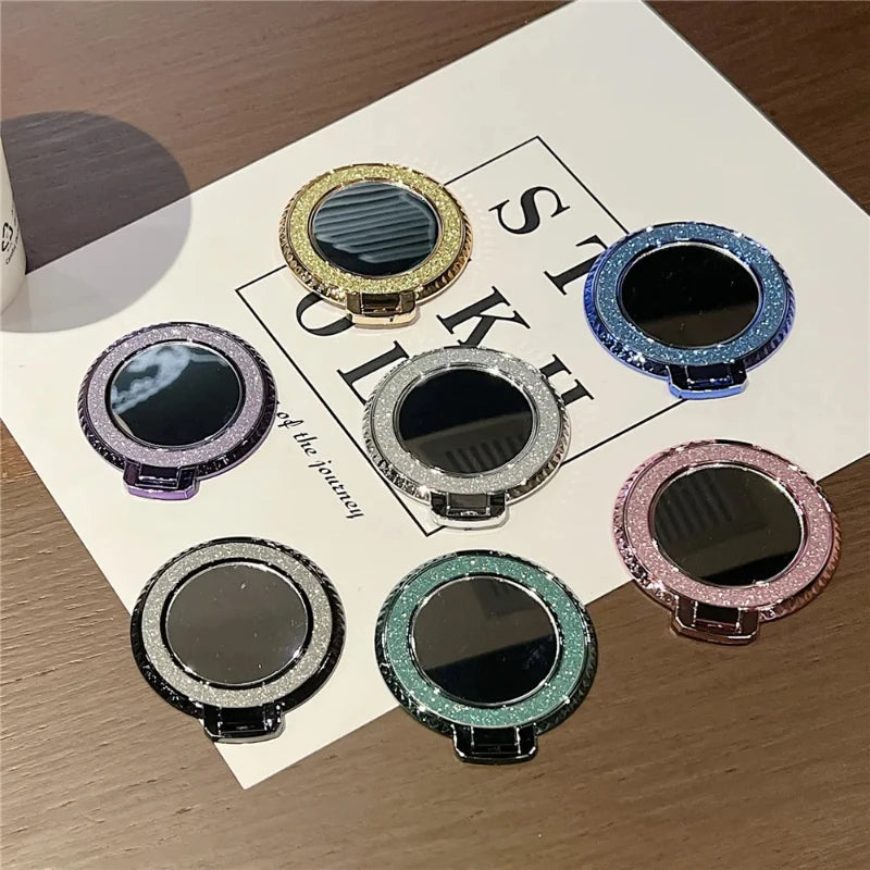 Luxury Diamond Patterned Magnetic Back Sticker 360° Rotating Mirror Magnetic Phone Holder Suitable for Various Phone Models