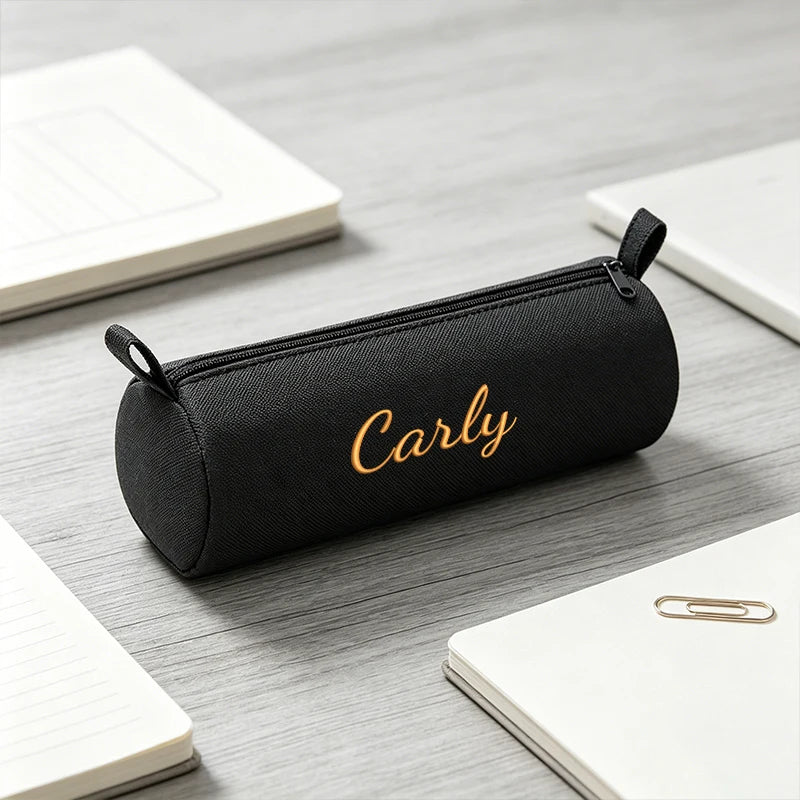 Customised Embroidery/Standard Style 2 Options, High-Quality Cylindrical Pencil Case, Storage Bag, Back-To-School Season!