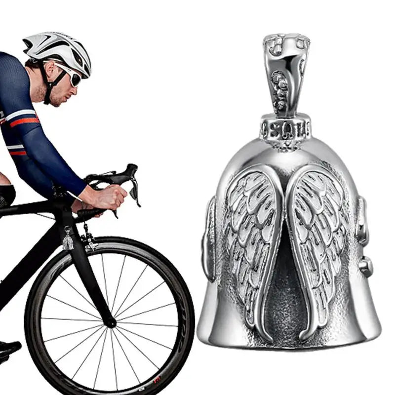 Guardians Angel Ride Cycling Motorcycle Bell Keychain Titanium Steel Retro Lucky Exorcist Bell Motorcycle Hanging Riding Bell