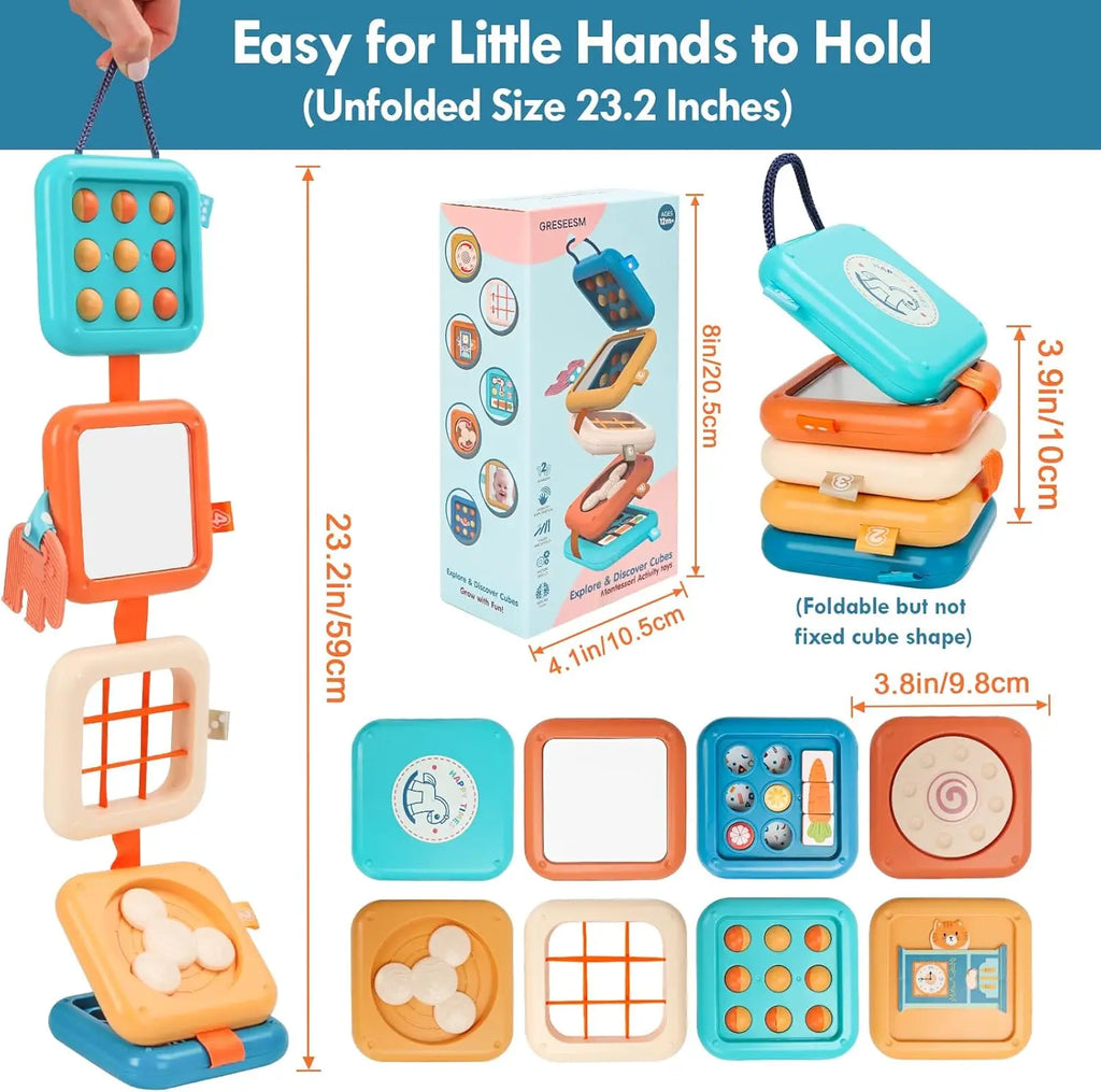 Busy Board for Toddlers Montessori Sensory Toys Baby Folding Activity Cube Fine Motor Skill Learning Education Toys for Kid Gift