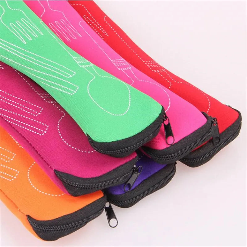 Portable Tableware Bag Cutlery Bag Dinner Set Travel Packaging Storage Box Dinnerware Picnic Fork Spoon Bag