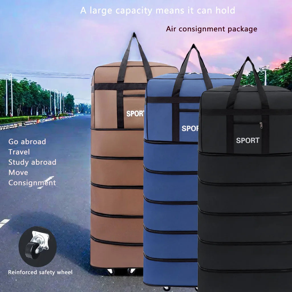 Versatile 5-Layer Folding Travel Bag with Wheels Large Capacity Waterproof Durable Luggage for Trip Weekend Getaways Overnight