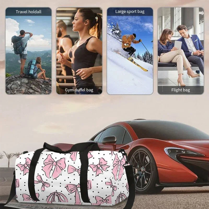 Pink Butterfly Large Capacity Luggage Bag for Boy/Girls Best Gifts 2D Cartoon Travel Duffels for Children Outdoor Fitness Bag