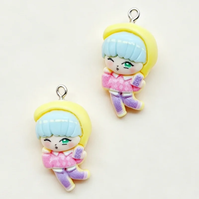 11pcs resin cartoon pendant, DIY jewelry making earrings, keychain accessories
