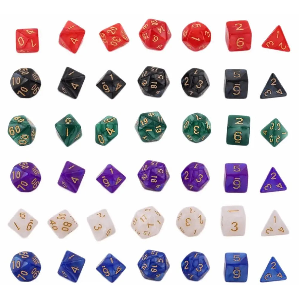 7Pcs/set Acrylic Double-Colors Digital Dice Set Table Game Opaque Polyhedral Dices for DND Dice Tabletop Role-Playing Game Dice