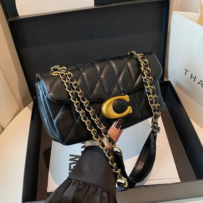 New Retro Single-Shoulder Bag - Simple Diamond-Shaped Grid Multi-Purpose Chain Bag for Women, Crossbody Bag, Small Square Bag