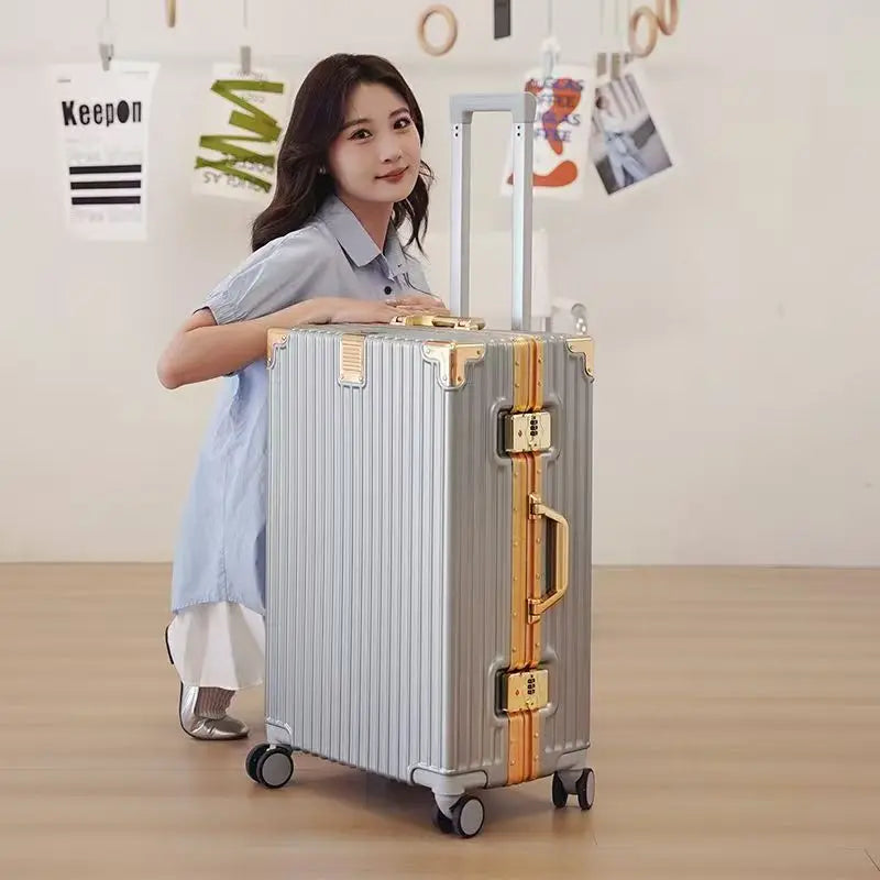 20-30inch Shockproof and Drop-resistant Suitcase Large Capacity Travel Luggage Aluminum Frame Password Lock Student Trolley Case
