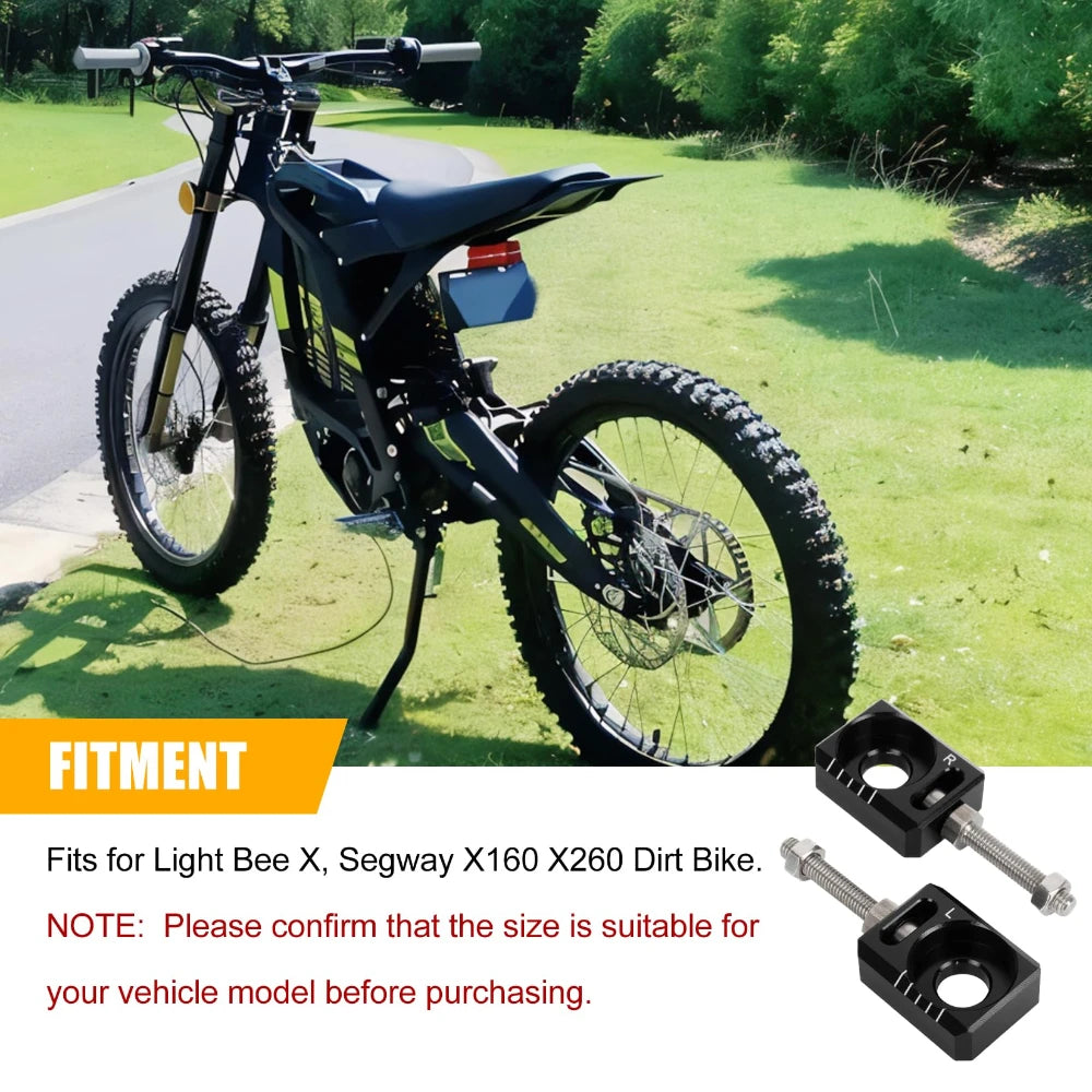 2PCS Chain Tensioner Adjuster Rear Axle Blocks with Dual-Side Scale for Sur-ron Light Bee X Segway X160 X260 Dirt Bike