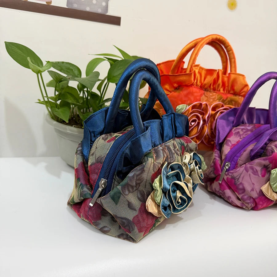 New style sweet lady bag - mini bag - small Xiang Mei lady's flower bag - zero wallet - silk fabric bag - princess bag