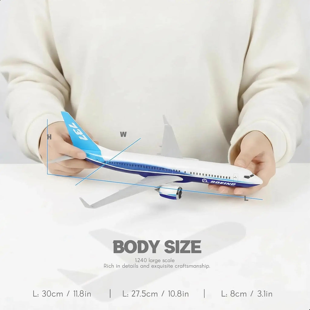 30cm B737 Prototype diecast resin Airplane Model Toy Kit with Stand Wheel for Birthday Holiday Aviation Gift or Collectible