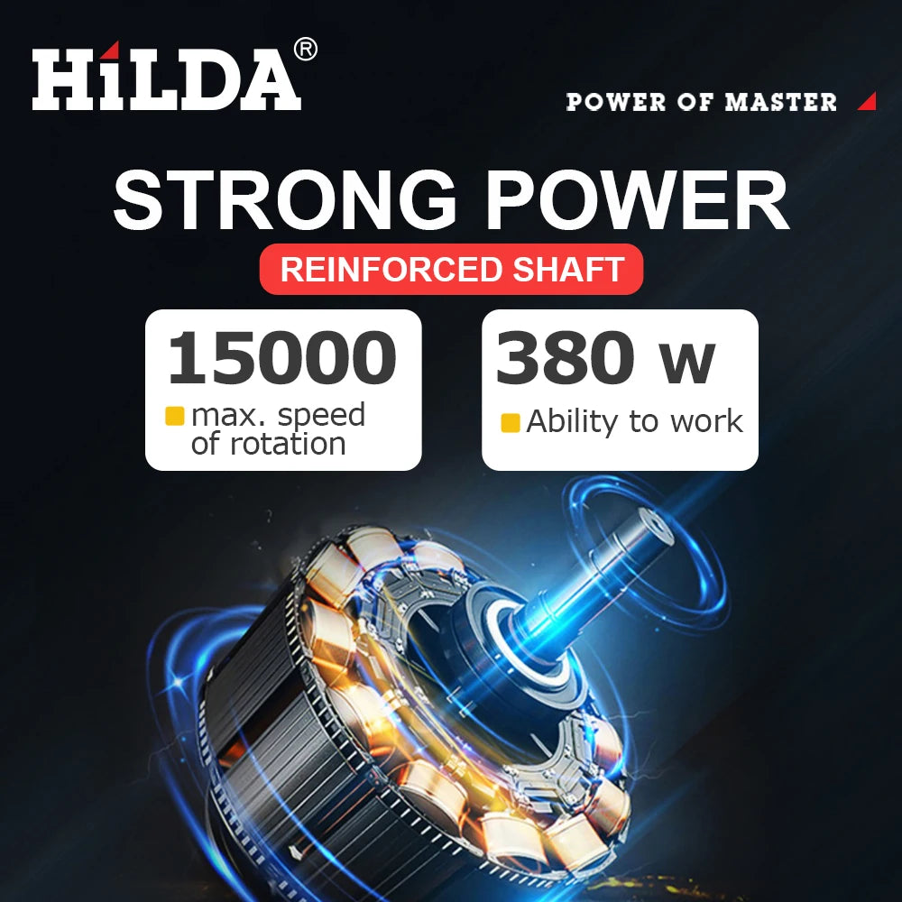 HILDA 380W Powerful Electric Straight Grinder 6 Variable Speed Tile Beauty Sewing Tool Multifunctional Grinder Sander Polisher