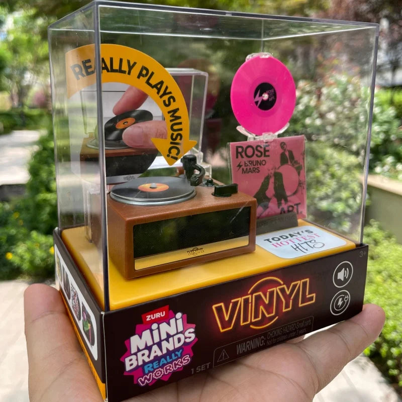 ZURU Mini Brands Really Works Series 1 Mini Vinyl Playset, Functional Mini Record Player That Plays Real Music Toy Gift