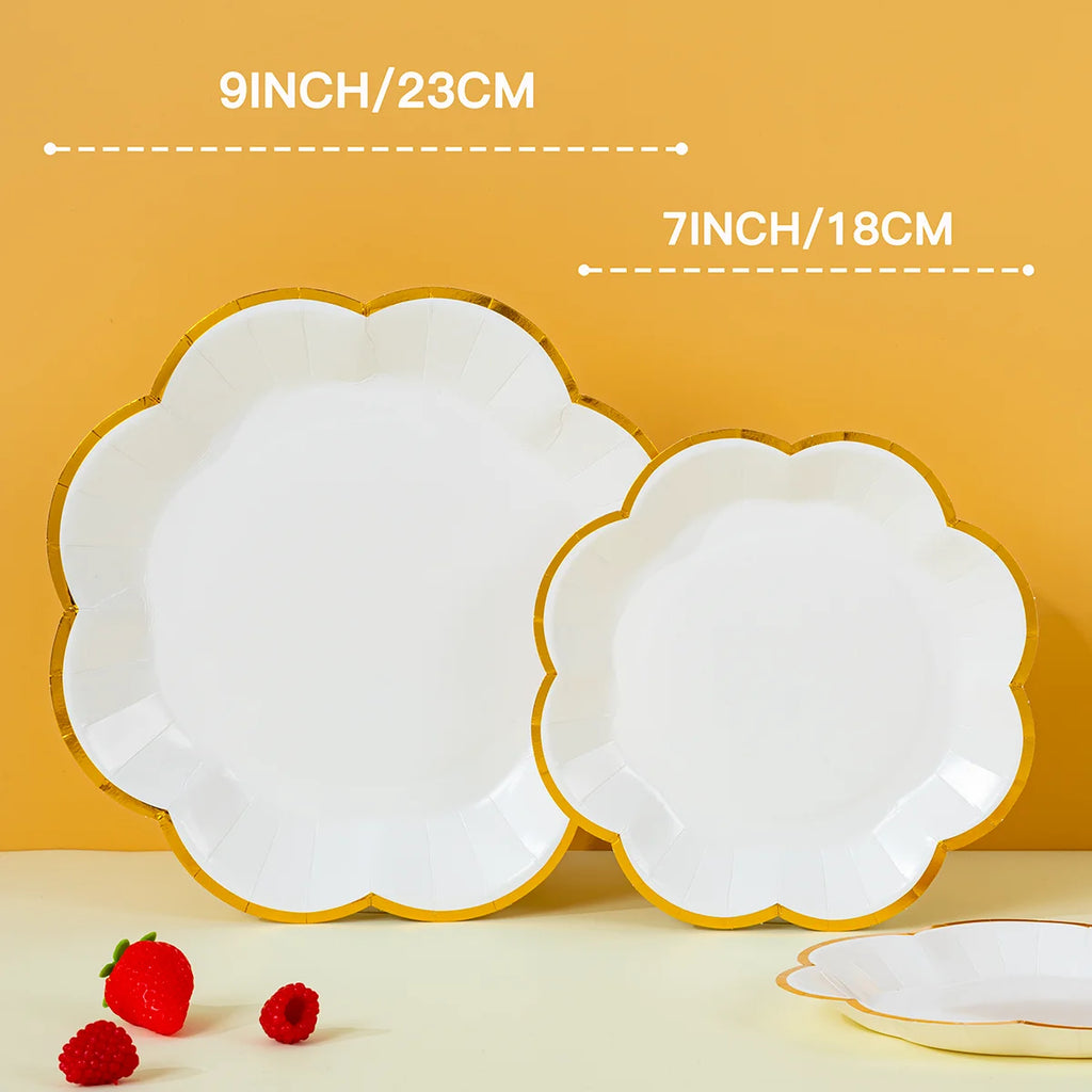 10/25/50pcs Pink /red/black/white Disposable Party Tableware Paper Plates Dishes Birthday Wedding Holiday Party Supplies