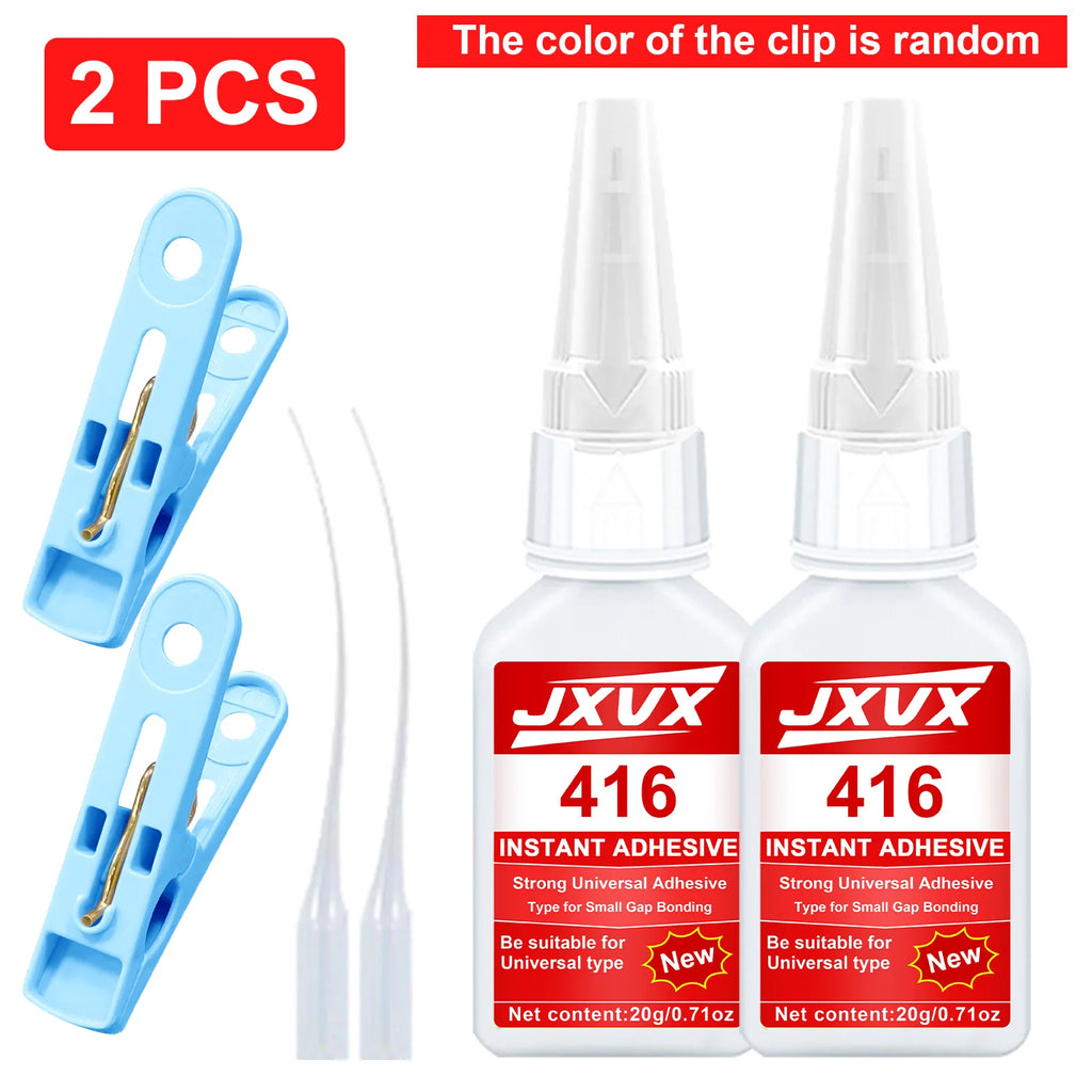 JXVX Accelerated Drying 416 Super Glue, Add Activator Cyanoacrylate Adhesive,Strong Instant Adhesive for Glass, Metal, Plastic, Wood, Ceramic, Rubber,Quick Dry & Waterproof - 20ml