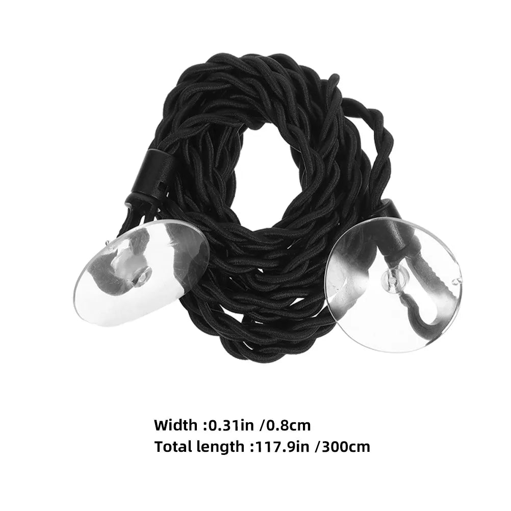 2Pcs Travel Clothesline Elastic Braided Cord Windproof Hanging Drying Rope Portable Suction Cups Camping Outdoor Home Use