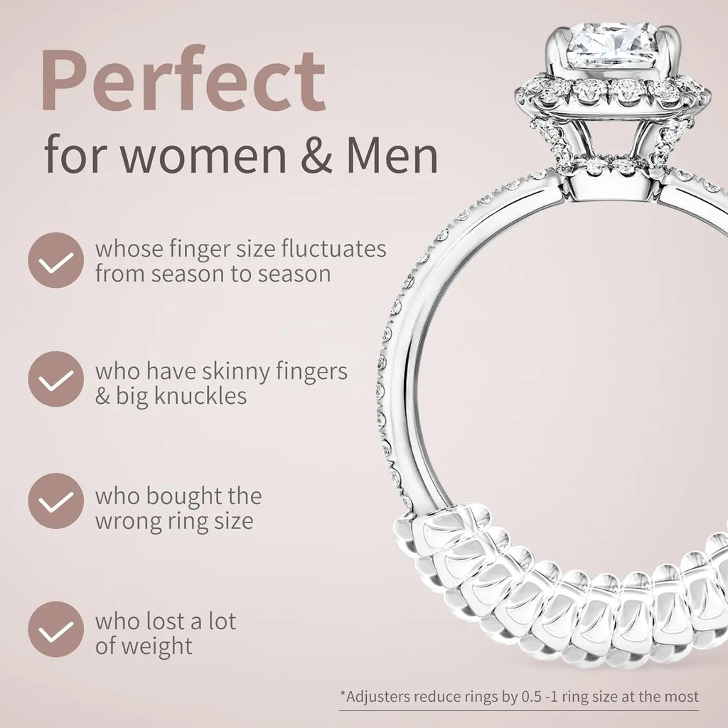 Ring Sizers for Loose Rings - 12 Pack, 4 Sizes Ring Resizer, Invisible Guards Design for Women & Men, Spacers and Tighteners, Fits Bands Up to 6mm, Reduces Size by 0.5-1.5