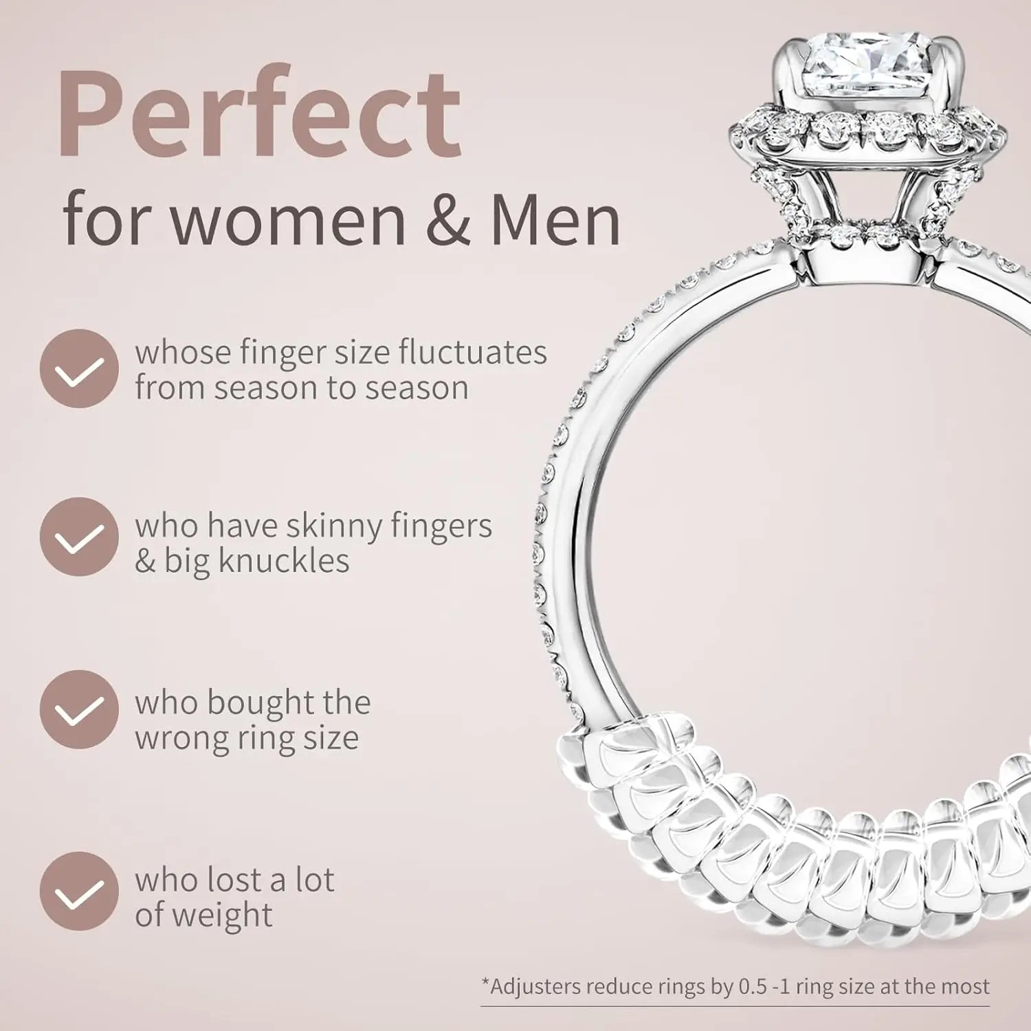 Ring Sizers for Loose Rings - 12 Pack, 4 Sizes Ring Resizer, Invisible Guards Design for Women & Men, Spacers and Tighteners, Fits Bands Up to 6mm, Reduces Size by 0.5-1.5