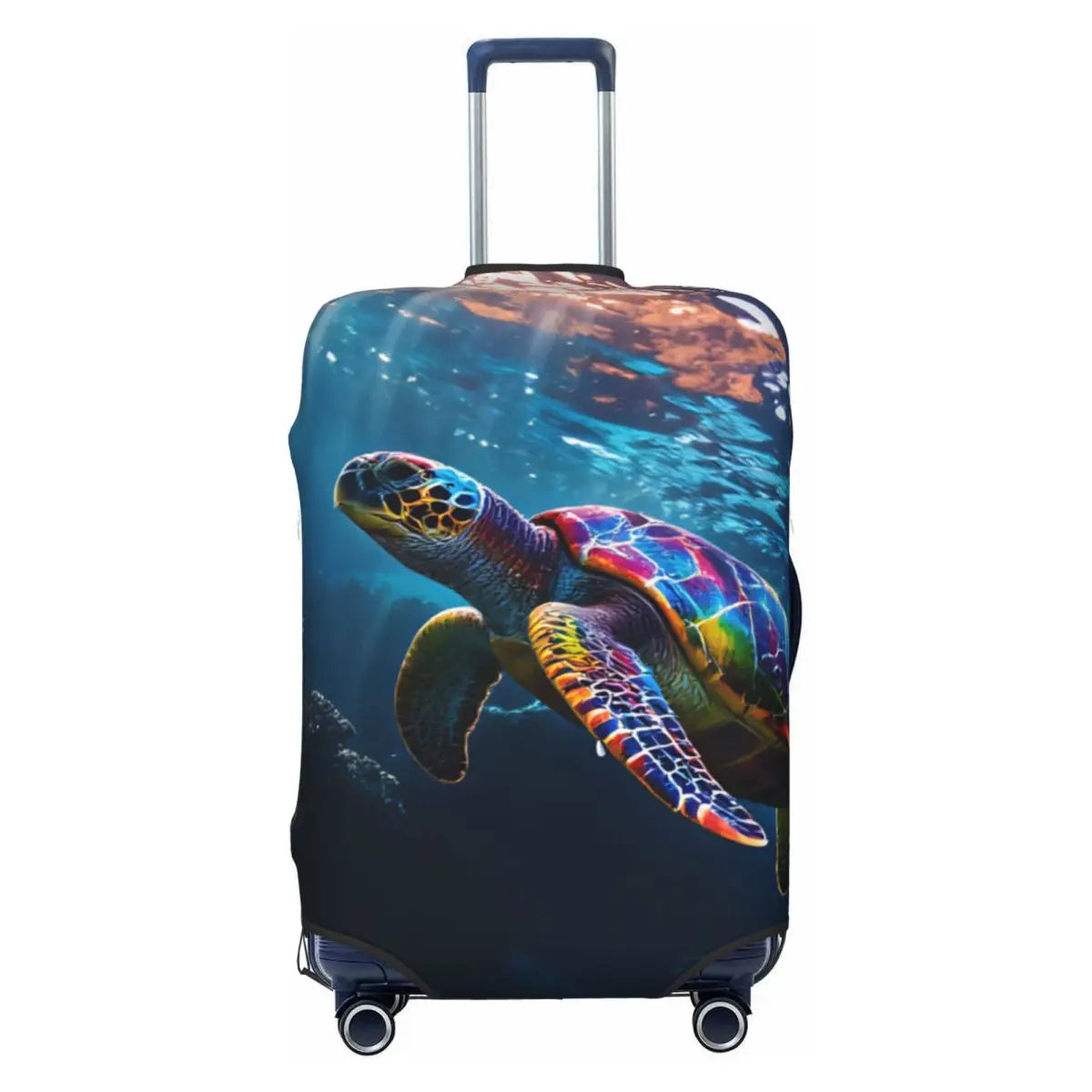 Funny Reflection Coral Reef Sea Turtle Fish Print Luggage Cover Protector Dust Proof Travel Suitcase Covers