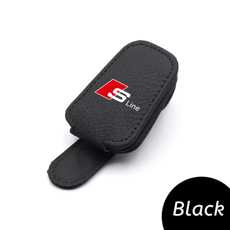 For Audi Sline A4 A3 A6 TT S4 S5 S6 A1 A2 A5 A7 A8 Q1 Q2 Q3 Q4 Q5 Q6 Q7 Q8 B8  Car Sun Visor Glasses Case Holder Sunglasses Clip