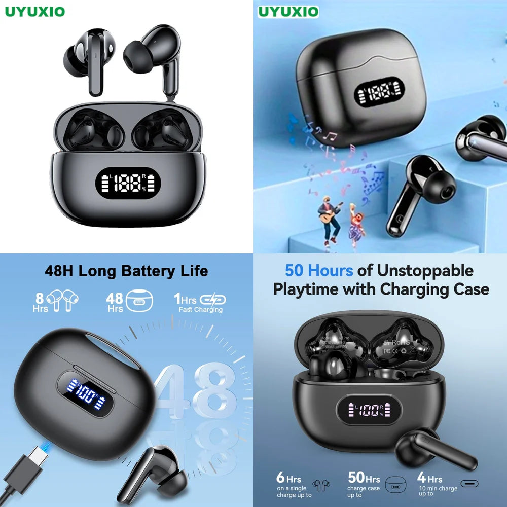 UYUXIO TWS Wireless Earbuds BT 5.4 Headphones HiFi Stereo Ear Buds with Clear Calls IP7 Waterproof Earbud for Phones Sports