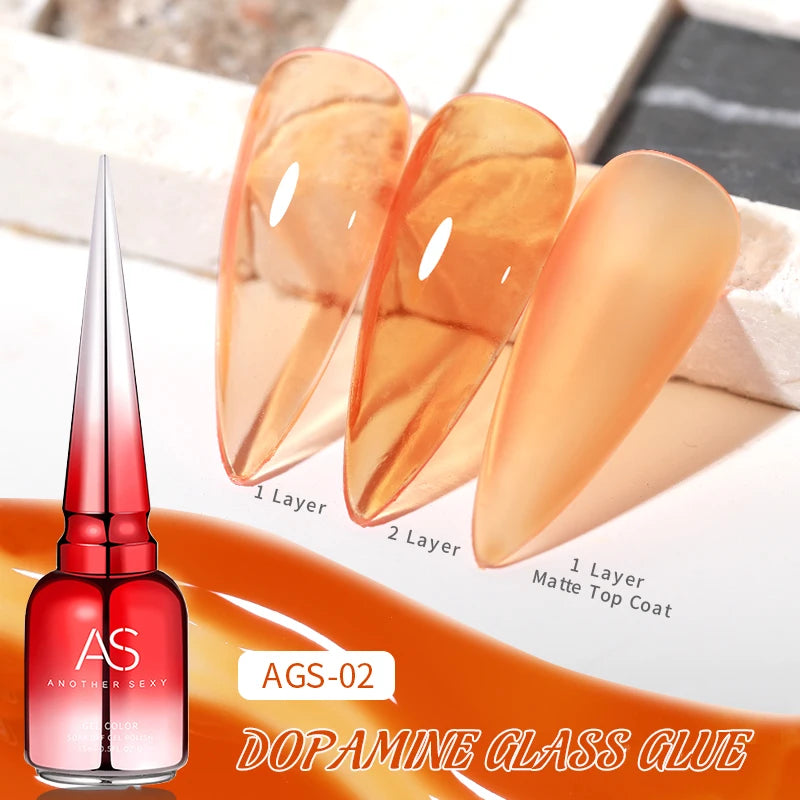 AS 15ml Translucent Amber Gel Nail Polish Brown Colour Varnish Gel Long Lasting Semi Permanent Tortoiseshell Nails Vernis