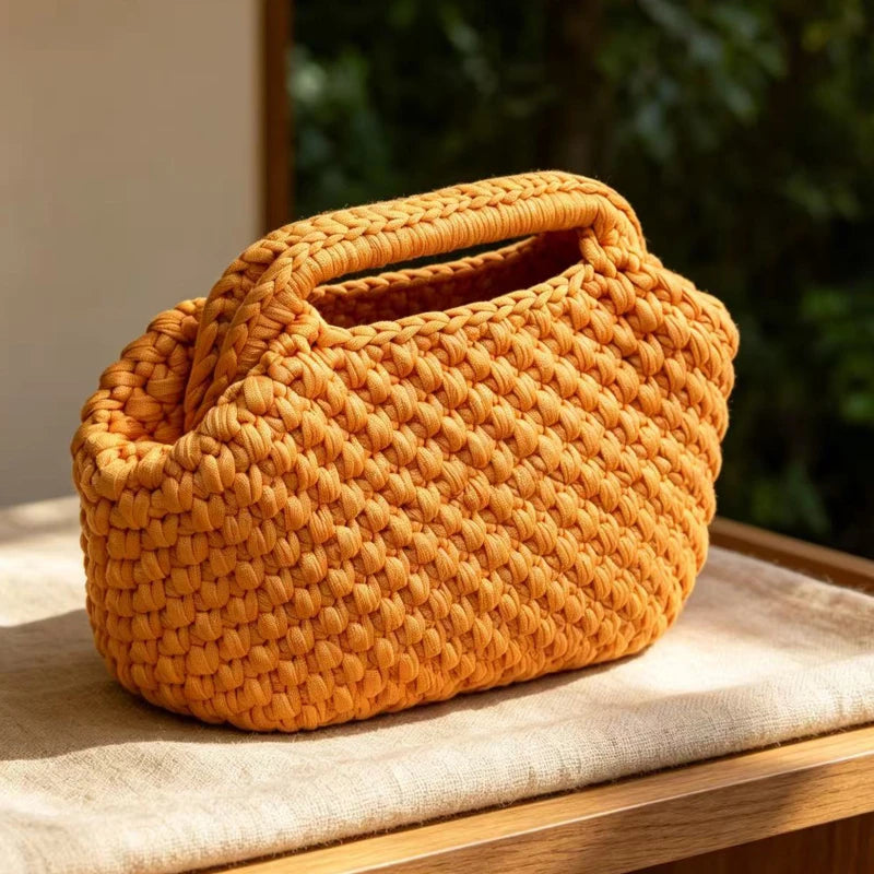 French Style Handmade Crochet Beach Bag Bohemian Tote Women Summer Vacation Casual Shoulder Handbag Luxury Design Large Capacity