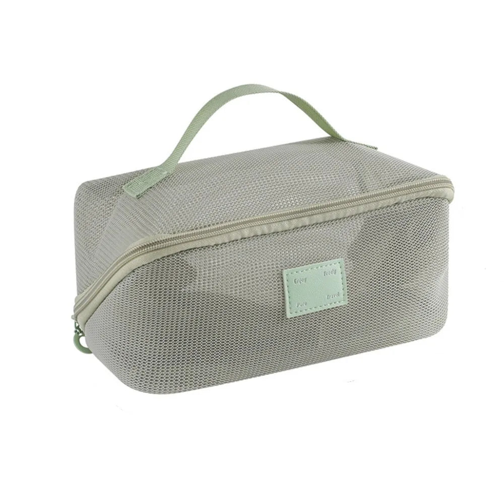 Portable Mesh Handheld Makeup Bag Lightweight Zipper Transparent Mesh Cosmetic Bag Square Large Capacity Cosmetic Cases