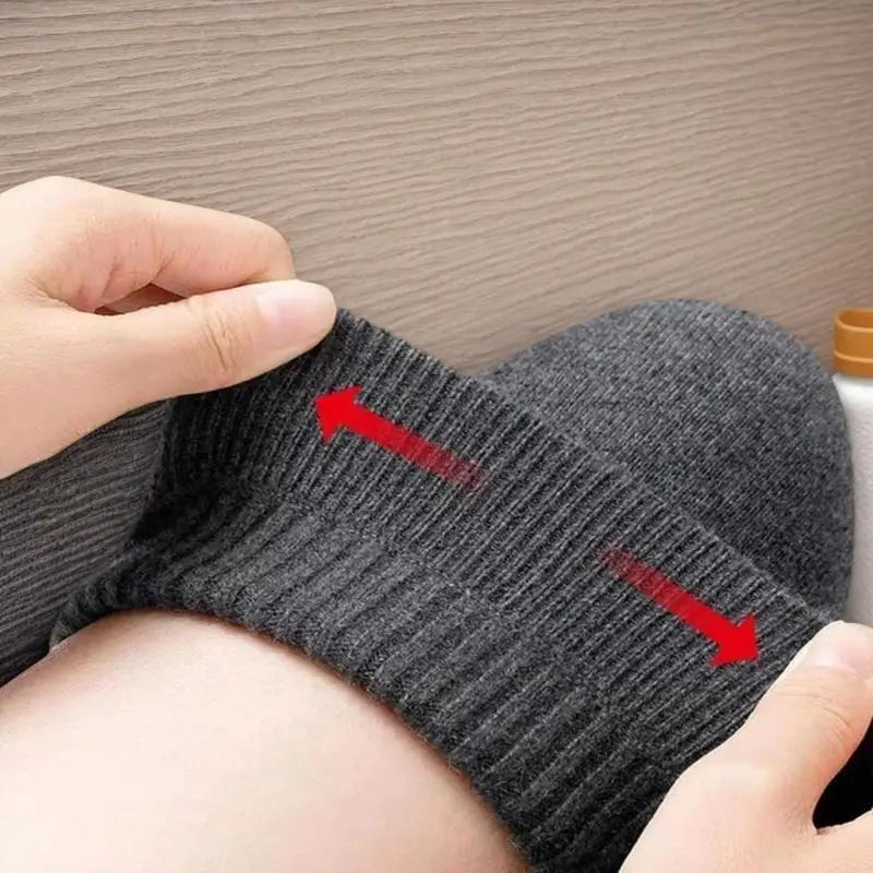 High-Grade Wool Cashmere Knee Pads & Leg Warmers, Pair in Grey/Black, Overall Knee Protection