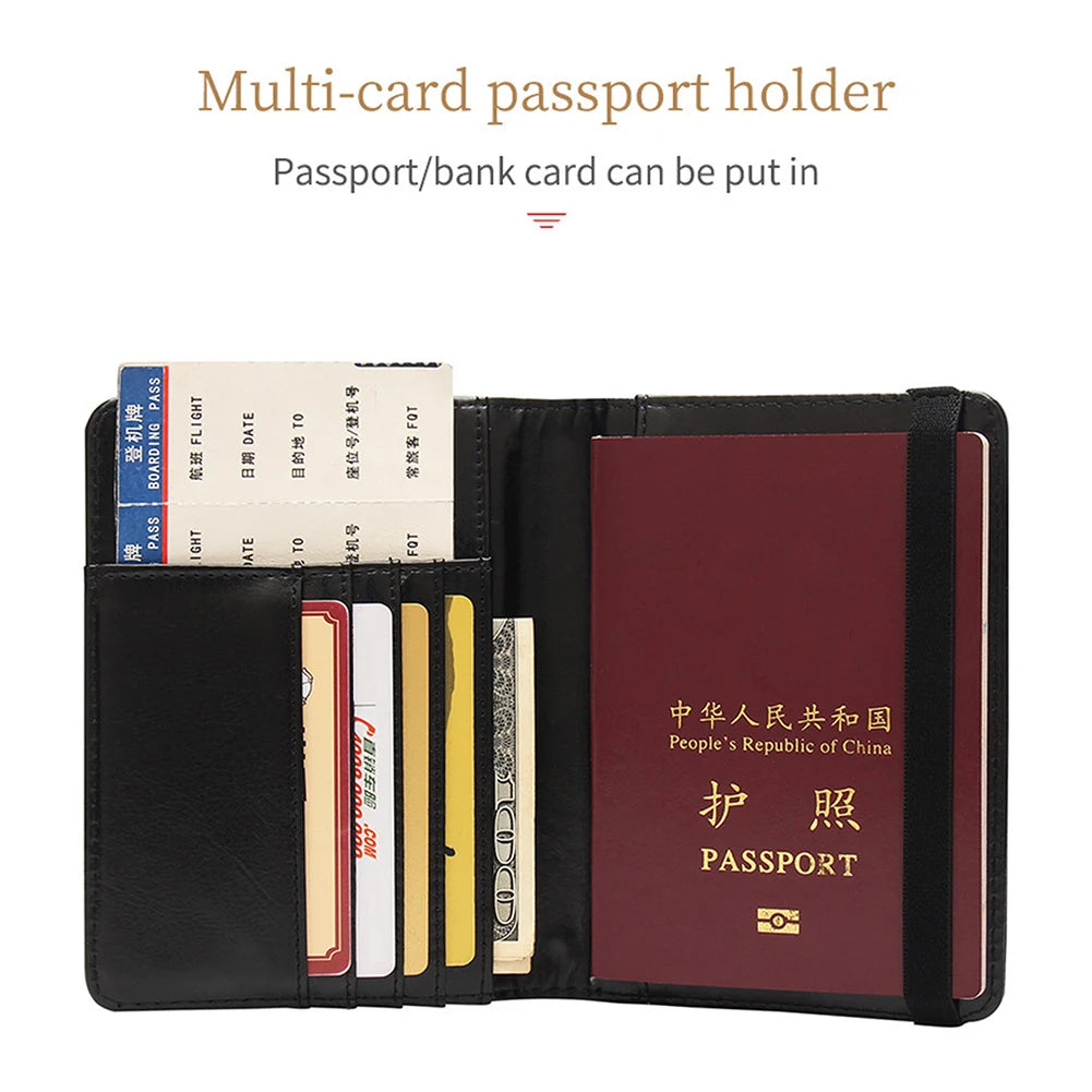 Rfid-Passport Holder For Travel Novelty Waterproof Passport Holder Cover With 3D Metal Badge Portable Card Wallet For Bank Cards