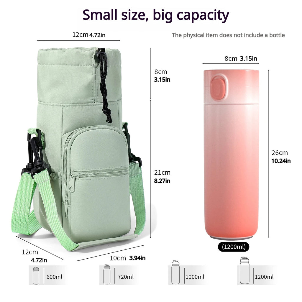 Crossbody drawstring water cup storage bag, insulation cover, single shoulder water bottle bag, waterproof and heat-insulating