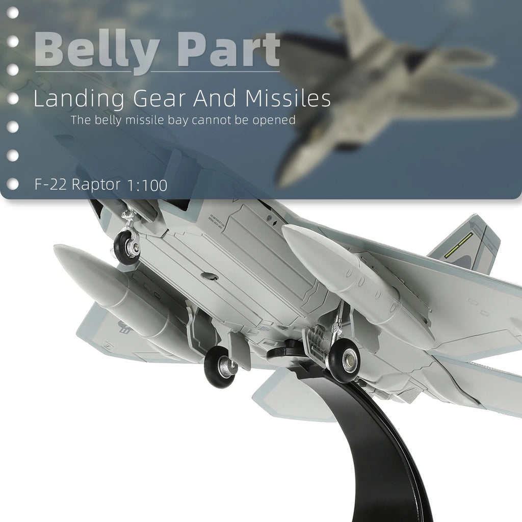 NUOTIE F-22 Raptor 1/100 Scale Diecast Metal Fighter Jet Model Alloy Model  (HO 49th FW)