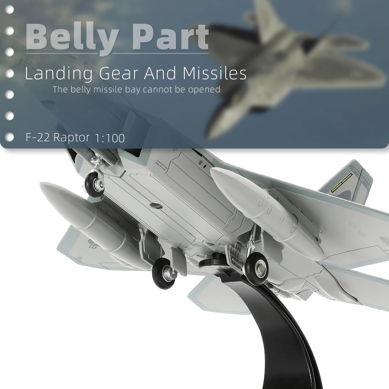 NUOTIE F-22 Raptor 1/100 Scale Diecast Metal Fighter Jet Model Alloy Model  (HO 49th FW)