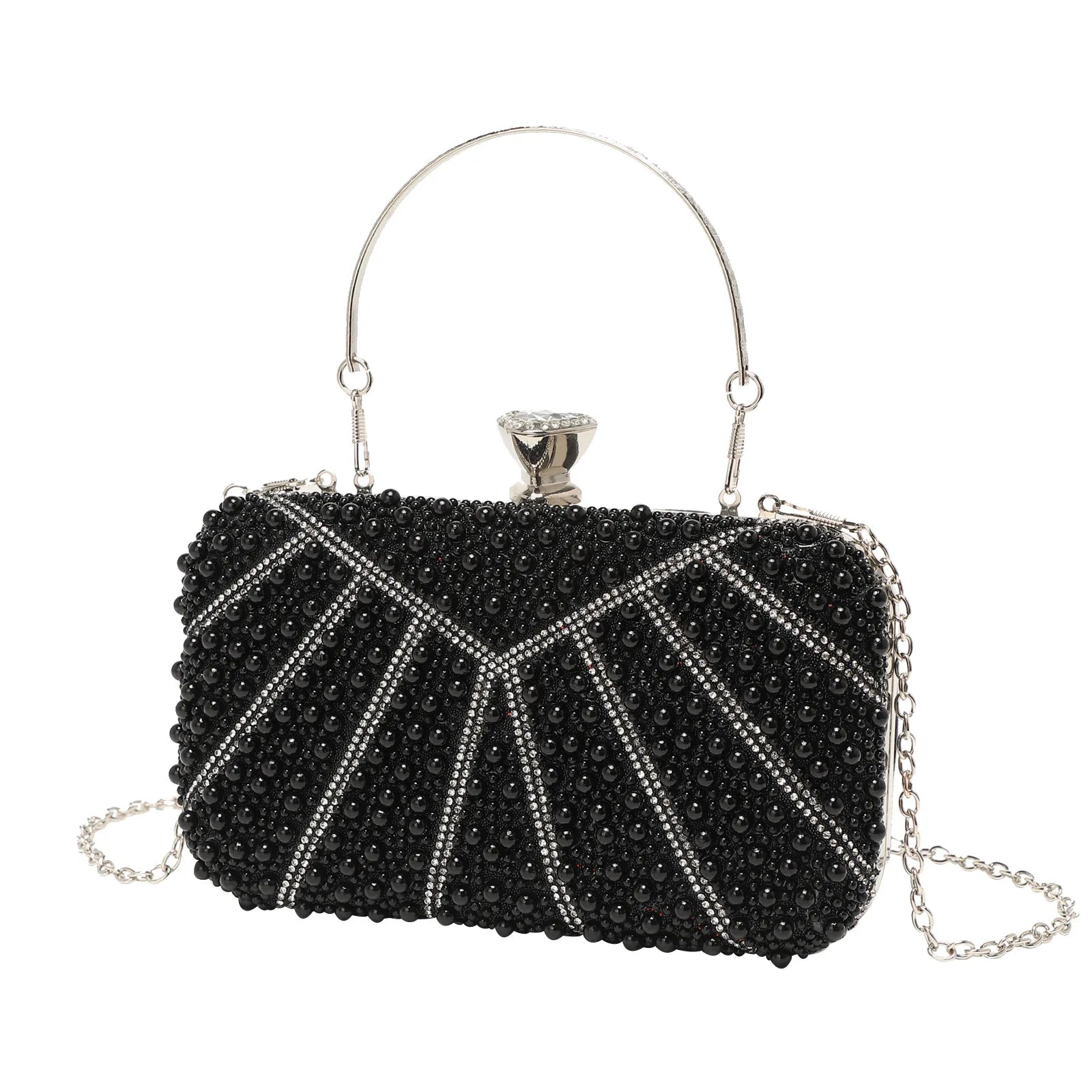 Ladies Dinner Bag Shiny Pearl Diamond Banquet Clutch Delicate Chain Bag Pochette Soirée Femme Mariage Carteras Diseñador De Lujo