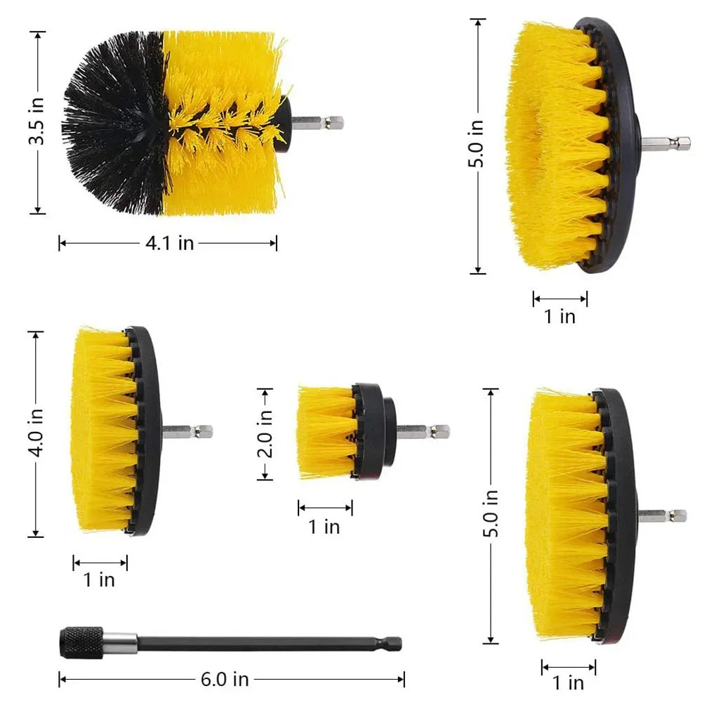 Drill Brush Attachment Set Power Scrubber Wash Cleaning Brushes Tool Kit with Extension for Clean Car Wheel Tire Glass Windows