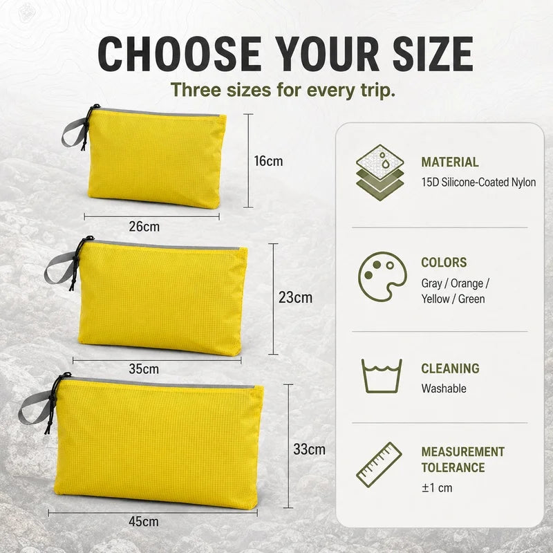 Ultralight Waterproof Travel Storage Bag Silicone Coated Nylon Organizer Pouch Clip On Camping Hiking Backpack Gear Packing Bag