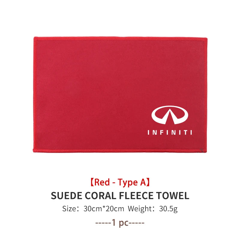 Coral Car Wash Cloth Microfiber Towel Car Cleaning Drying Cloth For Infiniti FX35 Q30 G37 QX70 G35 QX50 QX60 QX80 QX30 JX35 G25