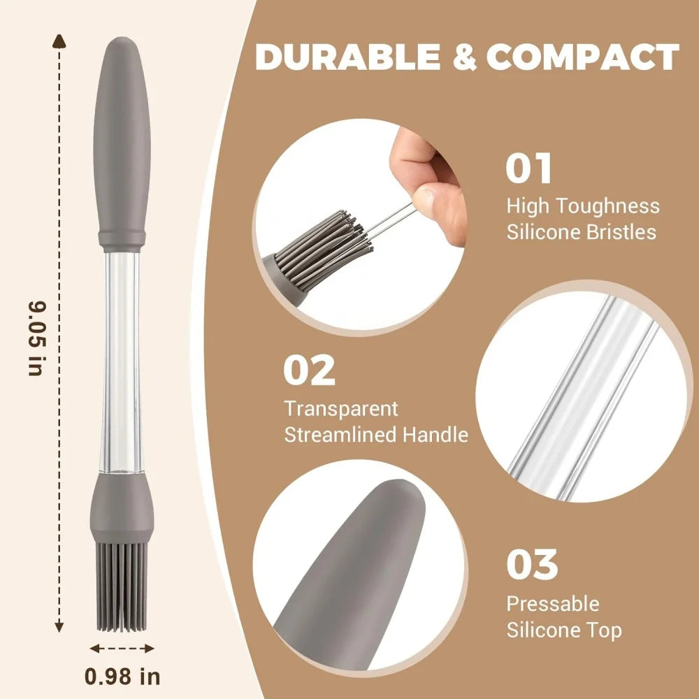 4-Piece Multifunctional Silicone Baking Tool Set with Round-Headed Barbecue Oil Brush and Kitchen Cooking Brush