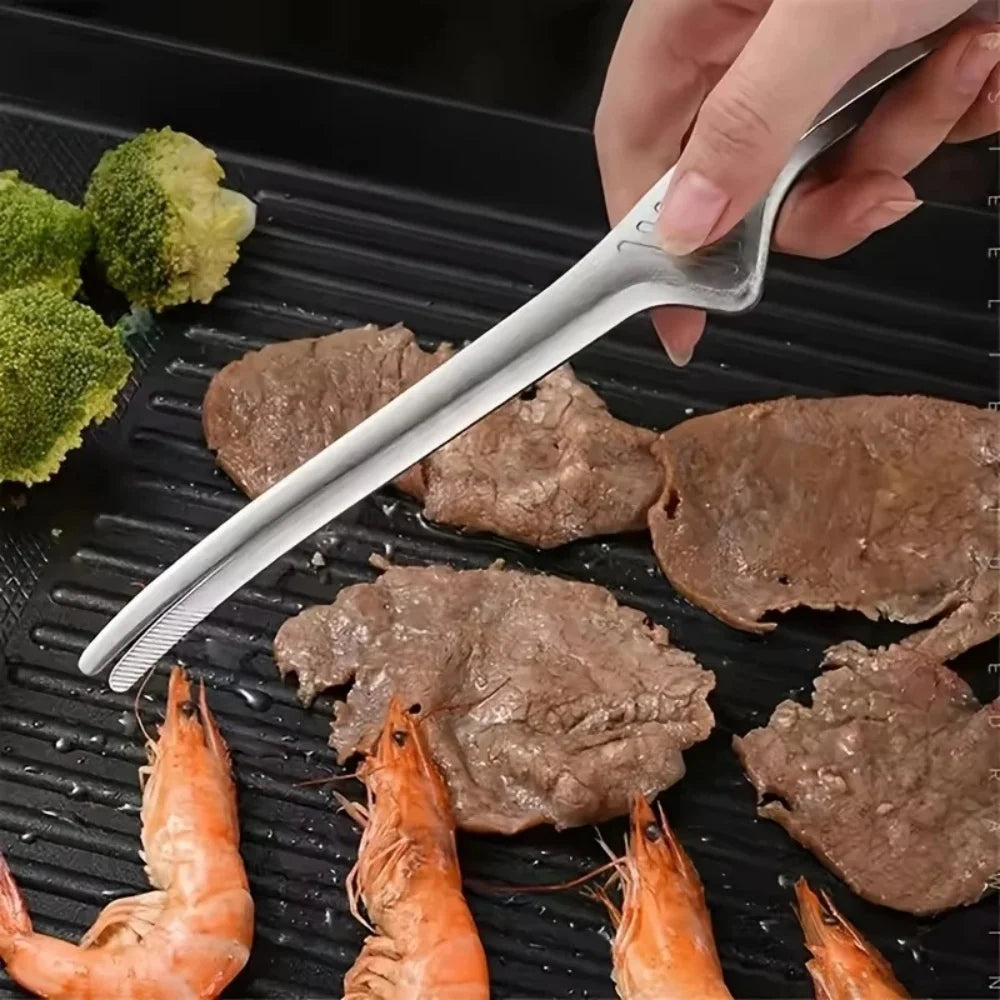 BBQ Tongs Stainless Steel Reusable Tongs Cooking Utensils Salad Tongs BBQ Gadgets for Serving Food Salad Camping Barbecue Buffet