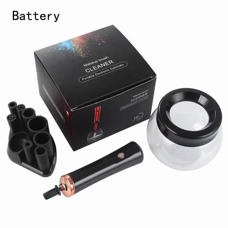 Makeup brush cleaning and drying machine, electric cosmetic automatic brush rotator, with 8 sizes of rubber collar, can be clean
