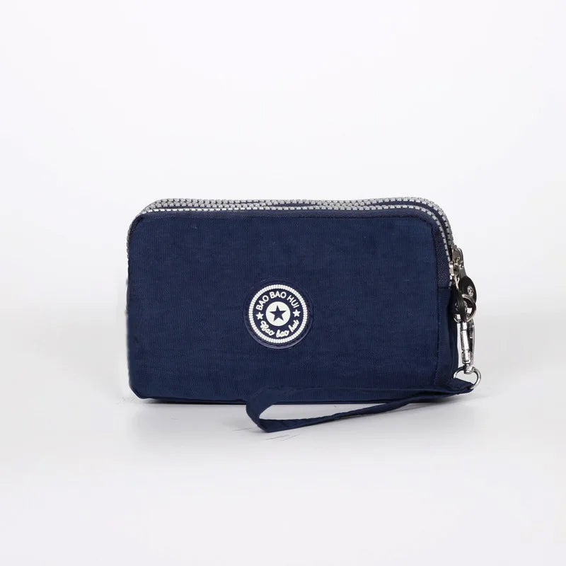Stylish Jellyfish Print Triple Zipper Phone Bags, Compact Canvas Clutch Purse for Women’s Daily Essentials Casual Wallets Use